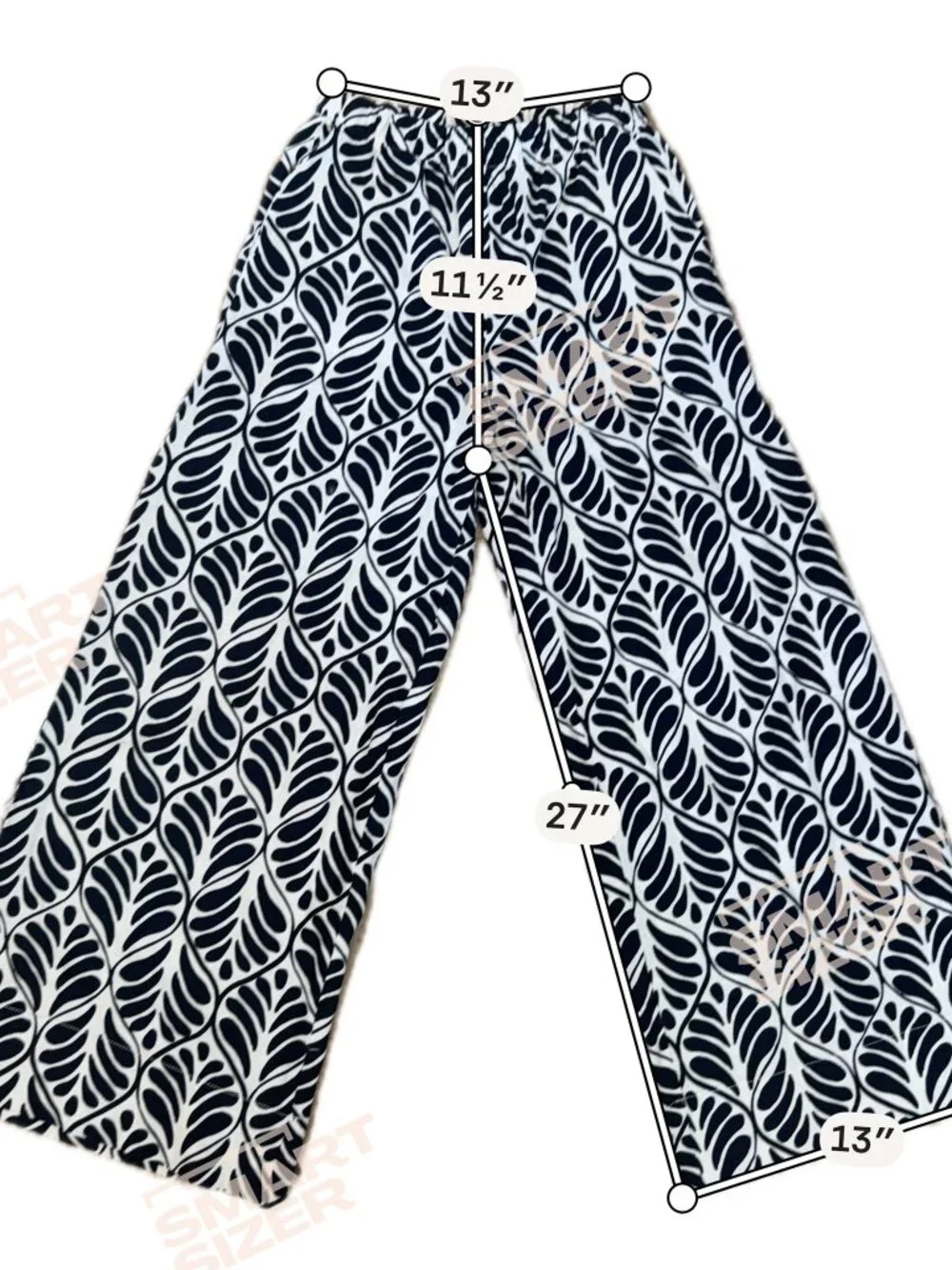 H&M Graphic Leaf Wide Leg Pants Women’s XS Black/White Linen-Blend Monochrome